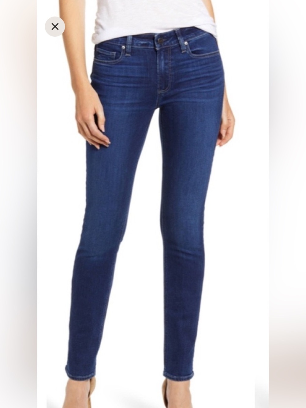 PAIGE Skinny Jeans in Dark Blue Wash Skyline Skinny Stretch